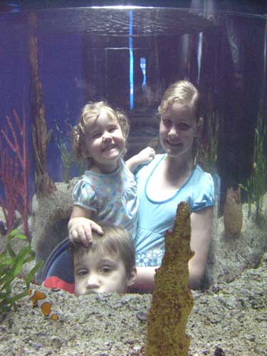 One of the fun features of several of the tanks was a built-in "bubble" that enabled the children to appear as if they were actually inside the tank. Priceless mugging for the camera by the young 'uns.